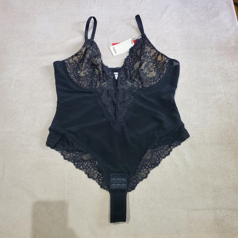 NWT Popilush Black Lace Trim Full Figure Bodysuit Plus Size 3XL Lingerie